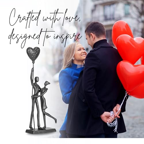 Handcrafted Iron Couple Sculpture - Metal Sculpture Art Modern Home Decor Bronze Love Statues and Sculptures Romantic Figurines Metal Statues for Home Decor - style: Holding balloons