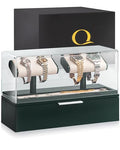 QWATCH Watch Stand Display Case - Acrylic Watch Box for 2 or 4 Watches with Jewelry Valet Tray and Drawer - color: Double - Green / Ivory