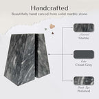Modern Wedge Marble Bookends (Cloud Gray) - color: Cloud Gray