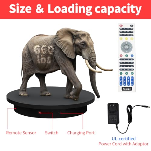 Super Heavy Duty Remote-Controlled Motorized Turntable,Motorized Rotating Display Stand,Speed-Adjustable Rotating Platform,Human 3D Scan Electric Turntable for Scan,Showcase(23.6in/Black) - size: 23.64inch/Black/700Lbs Load