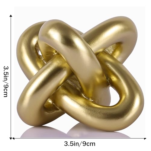 Golden Knot Statue, Three Knot Sculpture Home Decor Accents, Knot Sculptures and Statues for Rustic Coffee Table Living Room Dining Table Entryway Entrance Shelf Small Decorations and Accessories - color: Gold