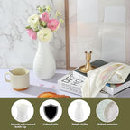 White Plastic Flower Vase, Ceramic-Look Decorative Vase for Flowers, Small and Cute for Home Living Room Dining Wedding Bouquet Decor (8 inches)