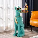 homary Modern Resin Dog Sculpture Geometric Standing Statue Cute Side Table Tray End Table with Tissue Storage (Green) - color: Green