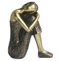 Pigort Rustic Gold Thinker Statue Abstract Sculpture - Collectible Woman Figurine Art Home Office Bookshelf Decorative Objects Desktop Decor for Women, 4.6 x 3.7 x 2.6 inches