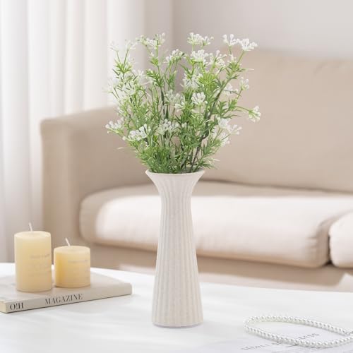 Speckled White Ceramic Vase for Home Decor, Small Textured Flower Vase for Pampas Grass, Rustic Farmhouse Decorative Vase for Coffee Table, Shelf & Living Room - color: Rustic White