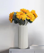 GeLive Matte White Ceramic Vase Glazed Ribbed Origami Stripe Waterproof Minimalism Home Decor Centerpiece for Fresh Bud Artificial Dried Flowers 8 Inch - style: Origami Stripe