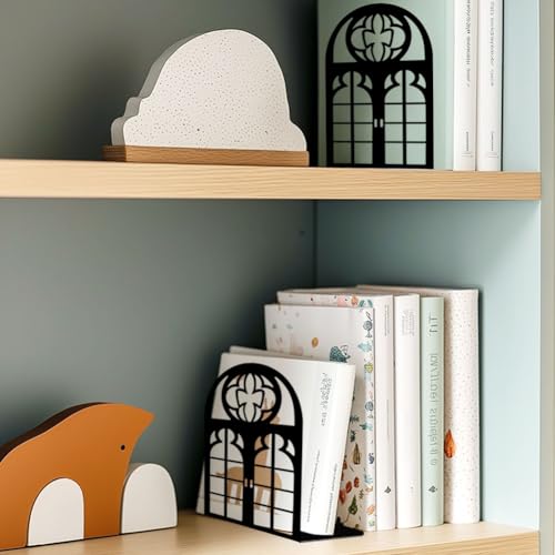 Metal Bookends for Shelves, Vintage Door Windows Book Ends for Heavy Books, Metal Bookends for Desk Organizer, Adults Office Library Decor Decorative Books for Home Decor - style: Door