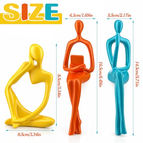AceOrbit 3 Pcs Thinker Statues Mid Century Modern Decoration Thinker Sculptures Abstract Art Ornament Modern Aesthetic Figurine Decor Suitable for Home Bedroom Office Shelf Table Desk Bookshelf Decor - style: Thinker
