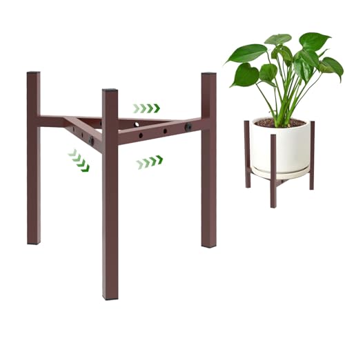 Aripark Plant Stand Indoor Adjustable, Metal Modern Plant Stands, Small Heavy Duty Stable Pot Flower Holder Indoor Outdoor Corner, Fit 8 9 10 11 12 inch Pots, Reddish Brown (Pot & Plant Not Included) - color: Reddish Brown