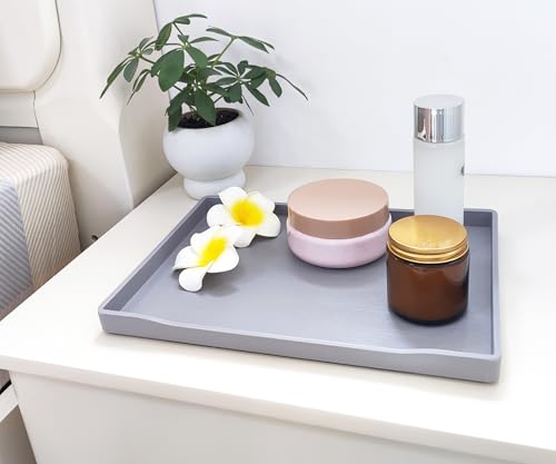 Gray Serving Tray (11.8 x 8.7 inch) for Serving Accessory, Spa, Coffee, Drinks, Wine, Tea, Bar, Party, Seasoning, Perfume and Display Use. - color: Gray-1 Tray, size: 11.8" x 8.7" x 0.8"