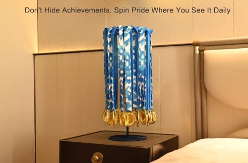 Medal Hanger Display Rotating | Wall-Safe Tabletop Running Medal Stand Holds 45+ Race Medals | Heavy-Duty Metal Base with Quick Assembly Rack | Perfect for Marathon & Sports Awards Display - color: Black