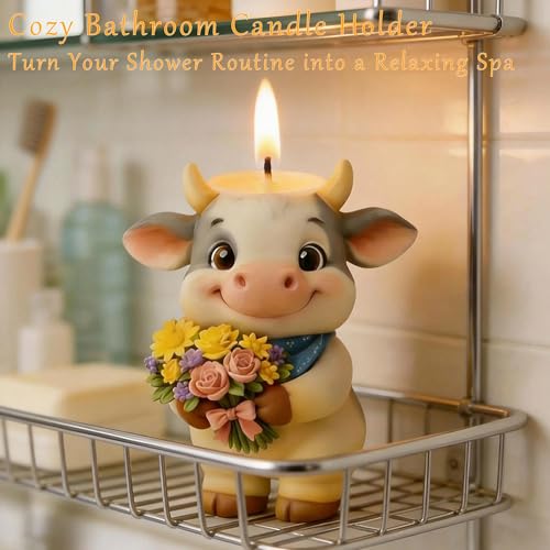 1Pc Highland Cow Epoxy Resin Casting Mold 3D Animal Candle Jar Silicone Mold for Concrete DIY Flower Pot Pen Holders Makeup Brush Tray Organizer Jewelry Storage Box Reusable Home Decor - color: Cow Resin Mold