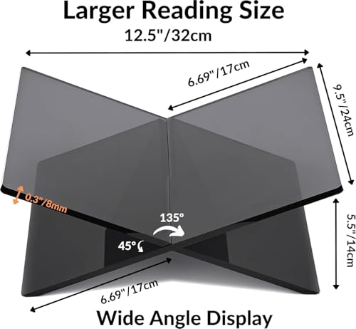 Honygebia Black Acrylic Book Stands - Cross Frame Acrylic Book Holder, Open Bookstand for Display and Reading, Suitable for Art, Bible, Cookbook, Easel, Magazine, Textbooks 12.5" x 9.5" x 5.5" - color: Black