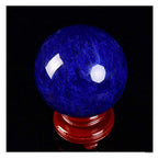 StoneStory Natural Artificial Melting Casting Crystal Sphere Ball Natural Large Blue Sphere Sculpture Figurine with Stand 100mm (Blue 10cm/3.94 inch)