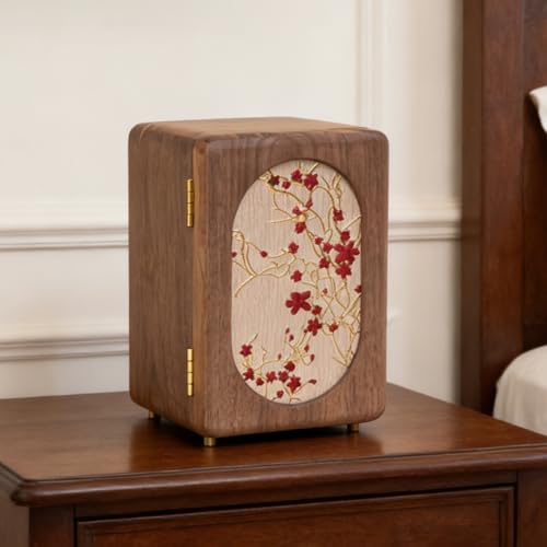 KINTNESS Black Walnut Wooden Jewelry Box - 5 Drawers Large Jewelry Organizer with Delicate Floral Pattern for Women, Side door Space for Necklace, Jewelry for Bracelet, Earing, Rings - style: Embroidered 5-Drawer Design