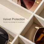 pickpiff Drawer Sunglass Organizer & Display Tray: 1 Pcs 8 Grids Velvet Scratch-Free Eyeglasses Case (13.8x9.4x1.6inch) - Soft Beige Glasses Storage Holder Box for Men & Women - size: 8 grids