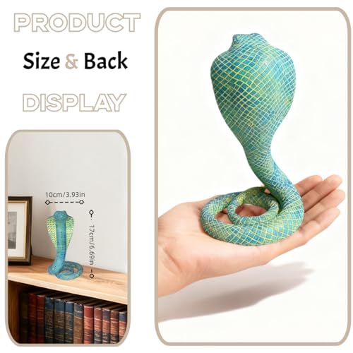 King Cobra Snake Statue Sculpture, Animal Figure Collectible Gifts for Snake Lover Office Home Decor Desk Decoration Garden Yard Figurines Outdoor Decor, Blue Color - color: Blue