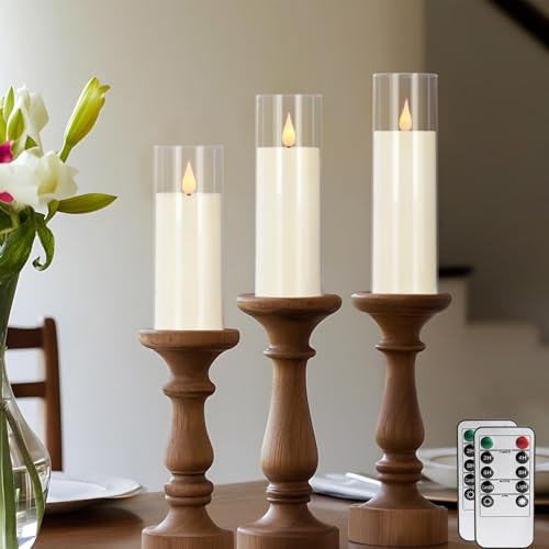 24 Pack LED Flameless Candles Set(14/16/18cm), Battery - Operated with 4 Remotes,Clear, Timer & Flickering/Steady Modes for Home décor, Wedding, Patio,Outdoor. - color: Clear