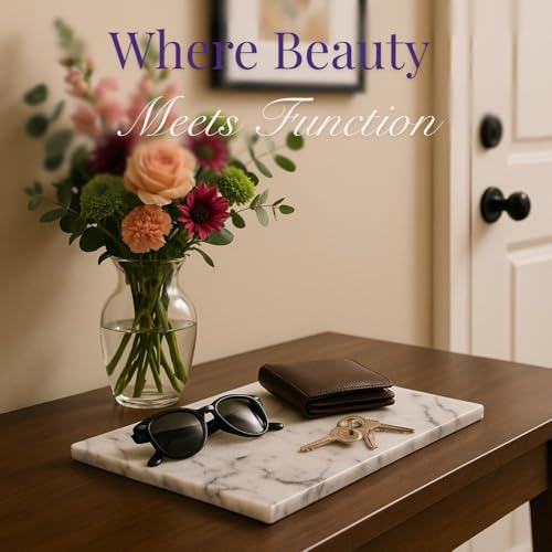 Handcrafted Marble Tray – Bathroom Counter Organizer, Jewelry Tray, Perfume Organizer & Decorative Tray for Vanity Accessories, Coffee Table Decor & Bathroom Countertop (Rectangular, Leilac) - color: Leilac, size: 11.8" x 7.8" x 0.5"