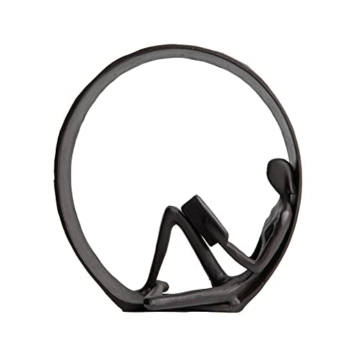 Danya B. Contemporary Encircled Male & Female Reader Cast Iron Sculpture Bookend Statues (Single Female)