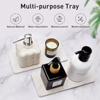 2 Pcs Water Absorbing Stone Drying Trays for Bathroom Sink Kitchen Counter Soap Dish Dispenser Sponge Holder White Ceramic Bathroom Vanity Quick Dry Stone Mat for Kitchen Sink Marble Diatomite Tray - color: White Marble