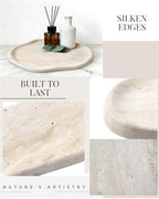 Marble Decorative Tray, 10x7 inch Natural Marble Catchall Tray for Vanity Luxe Cloud Shape Stone Serving Tray Holder for Perfume, Jewelry, Keys & Candle Bathroom & Dresser Home Decor