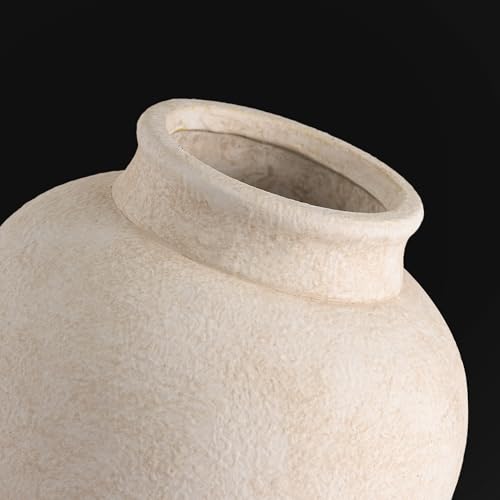 Ceramic Flower Vase, 6 Inch Small Rustic Farmhouse Vase Decorative Vases Home Decor Short Pottery Vases for Table Living Room Entryway Mantel Bookshelf Bedroom Bathroom Kitchen - Rustic - color: 6"h - Rustic