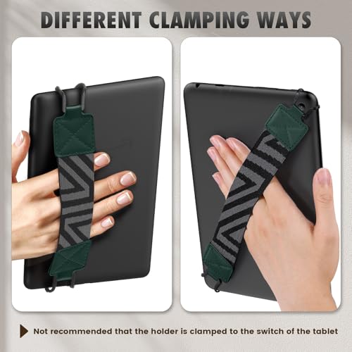 MoKo Security Hand-Strap for 9-11 Inch Tablet, iPad/iPad Pro/iPad Air/Kindle Fire HD/Samsung, High-Elasticity Versatile Hand Strap Lightweight Finger Grip Holder, Midnight Green - color: Midnight Green, style: Patterned Strap