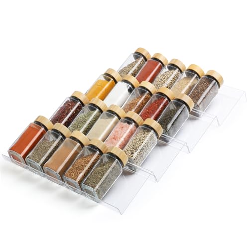 Suneerplay Spice Drawer Organizer 4 Tier, Acrylic Seasoning Organizer Rack, Clear Spice Rack Tray, Kitchen Seasoning Jars Drawers Insert (Jars Not Included/Expandable From 9" to 18") - color: Clear 4 Pack, size: Small