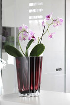 Glass- Vase - Amethyst - Chevron Design - 11" Height - Heavy Durable - Made in Europe - by Barski