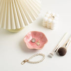 Ceramic Ring Dish, Jewelry Dish Holder, Small Trinket Tray Plate for Earrings Rings Necklaces Keys, Gift for Mom Friend Sister on Birthday Mother's Day Christmas (Pink Surface) - color: Pink Surface