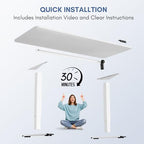 Furmax Electric Height Adjustable Standing Desk Large 63 x 24 Inches Sit Stand Up Desk Home Office Computer Desk Memory Preset with T-Shaped Metal Bracket, White - color: White, size: 63 Inch