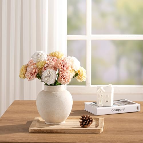 Ceramic Flower Vase, Flower Vase White Rustic Farmhouse Decorative Vase Floral Pottery Vases for Home Decor Table Living Room Entryway Mantel Bookshelf Bedroom Bathroom Kitchen - 6.7 Inch White - color: 6.7"h - White