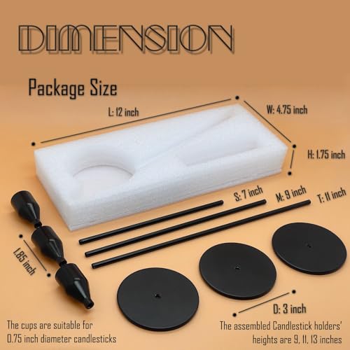 3Pcs Matte Black Candlestick Holders Set Fit 3/4" Tall Taper Candle Home Decorative Table Centerpieces for Family Dinning, Party Decoration - color: Matte Black, size: 3 set