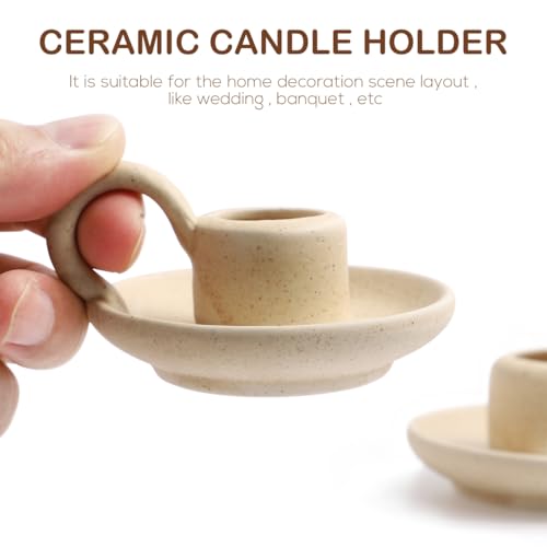 Cabilock Candle Holder Ceramic Candle Holder Ceramic Candlestick Holder Nordic Style Taper Candle Stand Candle Burning Display Holder Desktop Ornament for Home Wedding Party（2 pcs）