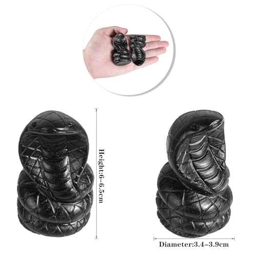 Nupuyai Hand Carved Coiled Snake Statue for Home Decor, Natural Black Obsidian Crystal Figurine Stone Sculpture Decoration for Fengshui - style: Coiled Snake