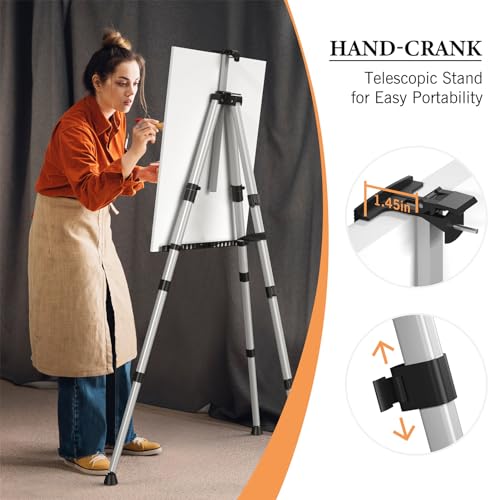 Portable Art Painting Easel Stands - Adjustable Display Artist Tripod Metal Easels with Bags for Table-Top/Floor Painting, Height from 17 to 66 inches, Sturdy for Drawing, Displaying - Silver - style: Silver-2pack