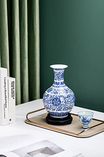 Blue and White Vase, Blue Vase, Chinoiserie Vase, Blue and White Ginger Jar Vase for Home Decor, Blue and White Porcelain Decor,9½"H - size: Blue 9.5"H