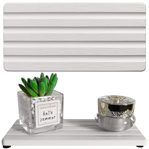 Diatomite Soap Dish, Water Absorbing Stone Tray, Kitchen Sink Organizer, Fast Drying Counter Holder (White, 9.5" x 4.7"/24 x 12cm) - color: White, size: 9.5" x 4.7" (24 x 12cm)