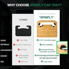 2 in 1 Steering Wheel Tray – Car Tray & Food Table – Car Essentials Double Sided Bamboo Car Desk for Laptop, Eating & Reading – Fits up to 17" Laptop