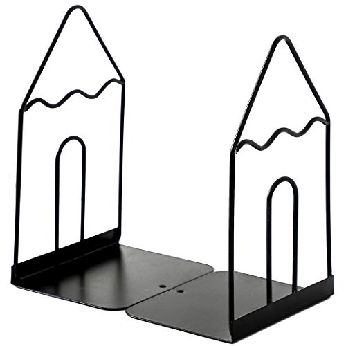 Minimalist Style Bookends Metal Adjustable Books Holder Stand Book Rack Desk Bookend - Pen, Black - color: Pen, Black