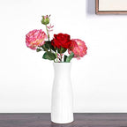 White Ceramic Vase for Home Decor, Small Modern Cute Vases for Flower Bouquet Pampas Grass Tulips Rose Dried Flowers Plant Bud, Table centerpieces,Living Room Dining Room,Office Decor, 8.3 Inch