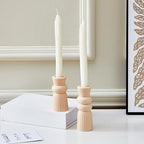 Denique Ceramic Candle Holders Set of 2, Creative Modern Knot Candlestick Holder Set, Table Centerpiece Taper Candle Holders Desktop Decoration for Home Decor, Wedding, Dinning, Party (Beige)