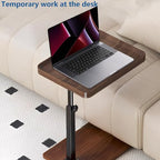 C Table End Table Adjustable Height, 360°Swivel TV Tray Table for Small Spaces, Side Tables with Wheels for Living Room and Bedroom, Bed (Walnut) | Adjustable Height, 360°Swivel, for Small Spaces, Couch Tables, That Slide Under, with Wheels - color: Walnu
