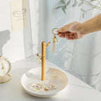 Key Tray for Entryway Table, Catchall Tray Organizer with 3 Tiers Wood Rack for Keys, Bracelets, Watches, Jewelry, Phone (Round)