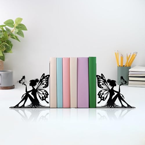 Cute Book Ends for Shelves Decorative – Enchanting Fairy & Butterfly Design – Unique Decorative Bookends for Home, Office, Library for Book Lovers