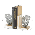 Deco 79 Glass Handmade Decorative Bookends Freeform Non Skid Bookends with Clear Gold Supports, Set of 2 Office Bookends5 W, 6" H, Clear - size: 5"W, 6"H