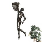Climbing Man Wall Sculpture – Resin Decor Figure, Modern Art Accent, Black Home Ornament | Unique 3D Hanging Statue Piece, Artistic Abstract Wall Decoration Setup Living Room Bedroom Workplace Design - size: handed rock climbing, style: Silver