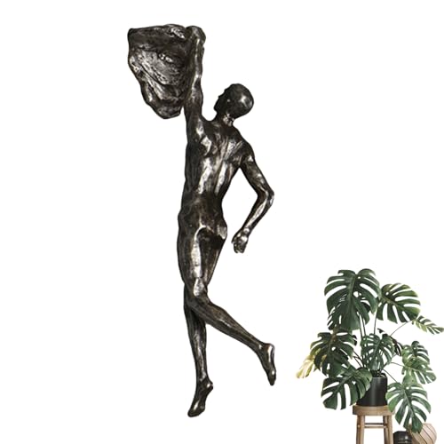 Climbing Man Wall Sculpture – Resin Decor Figure, Modern Art Accent, Black Home Ornament | Unique 3D Hanging Statue Piece, Artistic Abstract Wall Decoration Setup Living Room Bedroom Workplace Design - size: handed rock climbing, style: Silver