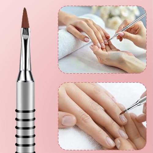 3 Pack 3D Flower Brush for Acrylic Nail Brush #2#4#5 Kolinsky Nail Art Brushes for Acrylic Nails Flower Nails Design Brushes for Sculpture with Non Slip Grip Handle, Silver